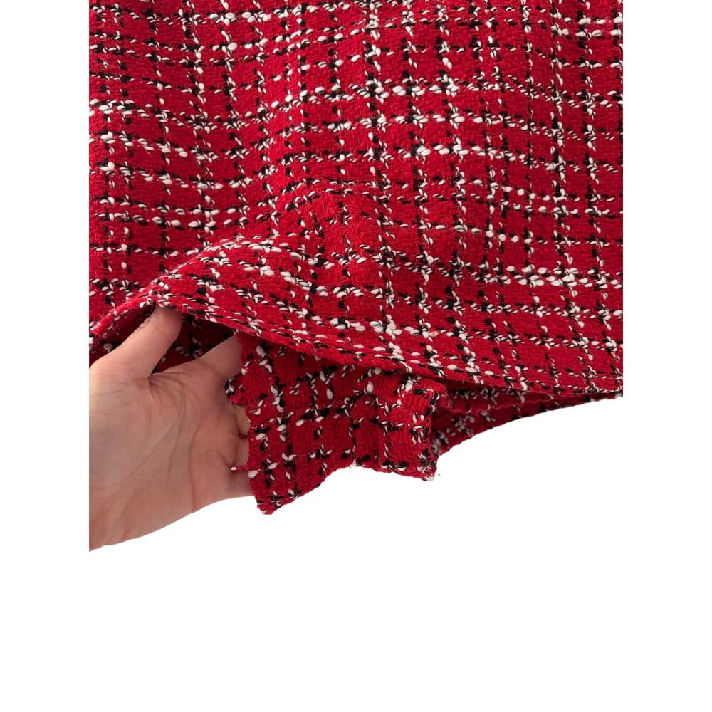 Women’s Red Tweed 2 Piece Skort Suit Set Jacket & Shorts Plaid XS Preppy - Picture 11 of 11